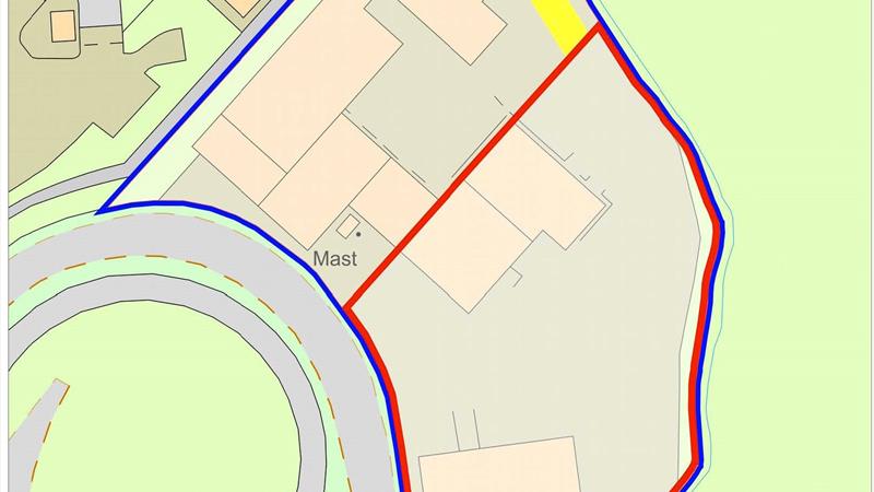 Site Plan - Property To Let edged red. Access coloured yellow